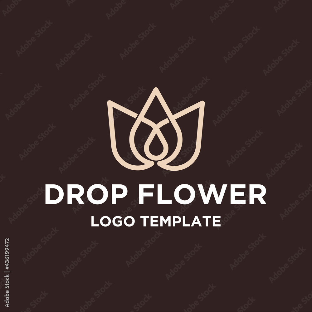 Water Drop and flower logo combination. Premium leaf spa relax tulip vector logo. Water Drop and flower logo combination. Premium leaf spa relax tulip vector logo.
