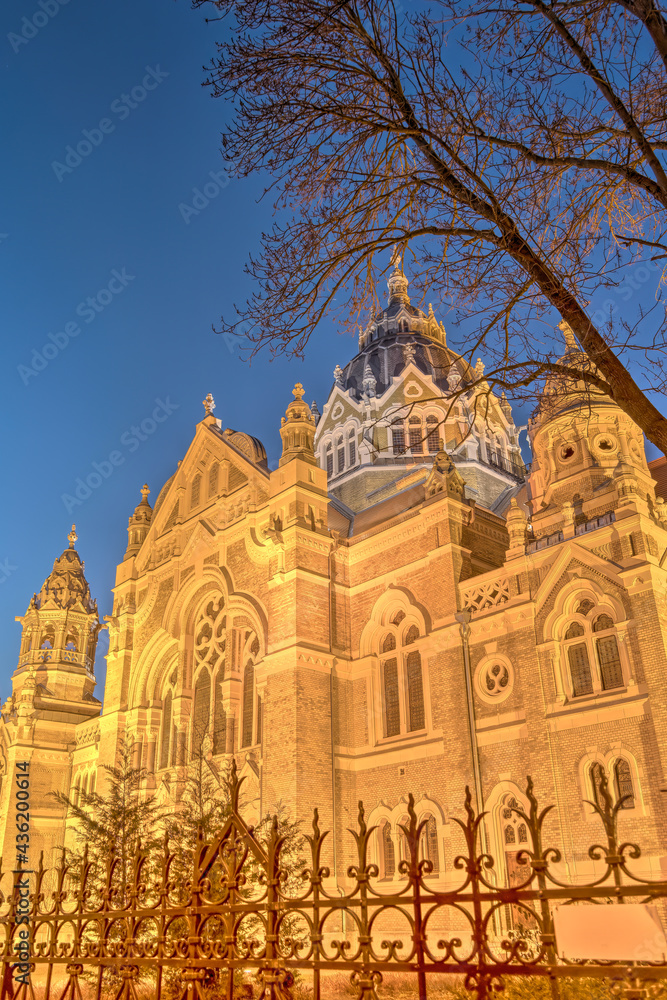 Szeged Synagogue by Night