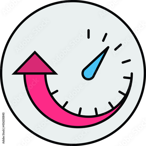 Machine Server Uptime Concept, Performance Measuring Device Vector Icon, Web hosting and Data Center Symbol, 