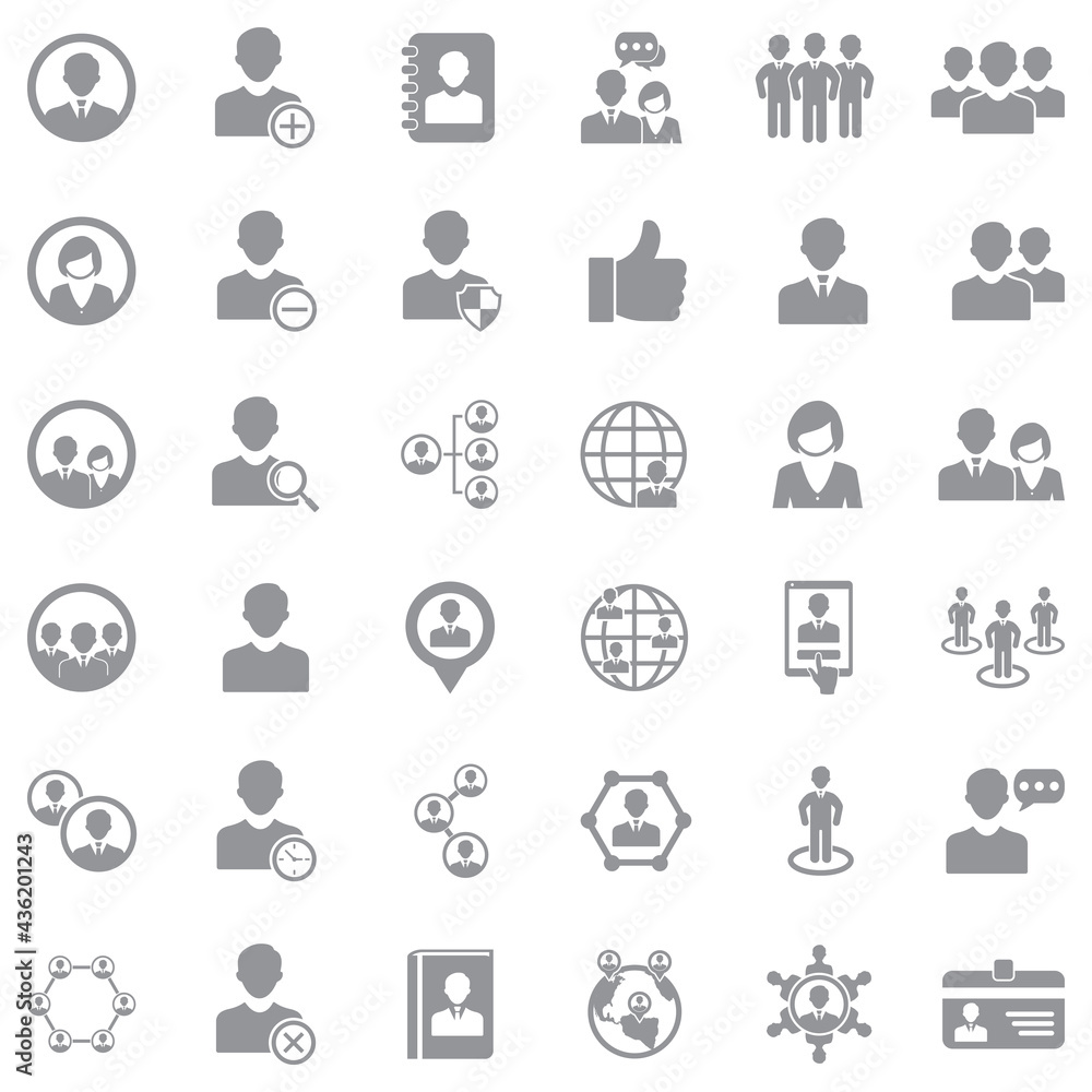 User Icons. Gray Flat Design. Vector Illustration. User Icons. Gray Flat Design. Vector Illustration.