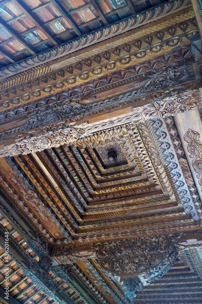 wood carving of ancient roofs of houses