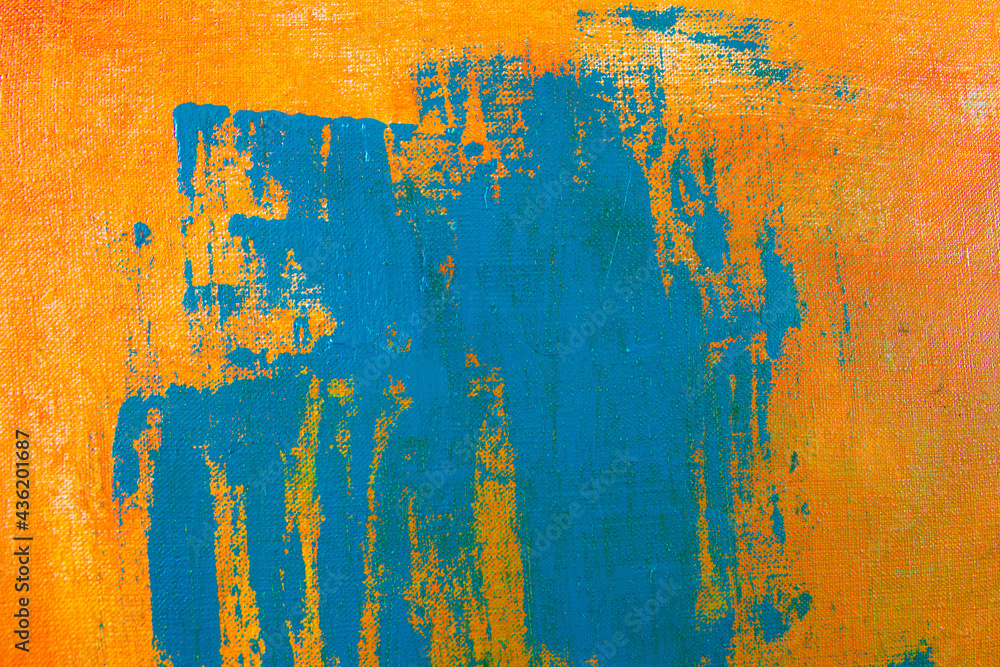 creative background, a spot of  colored primer rubbed on the surface of a linen canvas, temporary object, close, toning