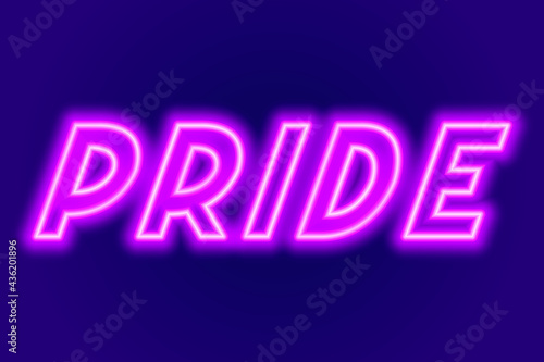 word pride neon sign for pride month. Vector illustration