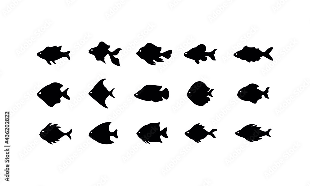 Fish icon set vector design Fish icon set vector design