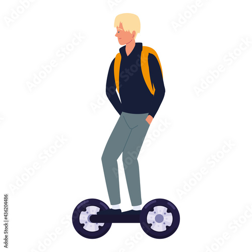 man using electric hoverboard