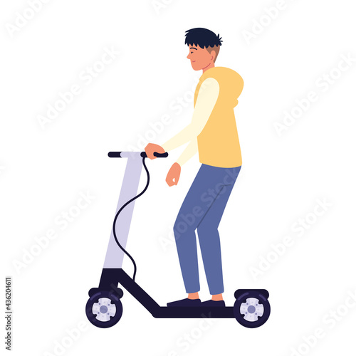 man riding electric kick scooter