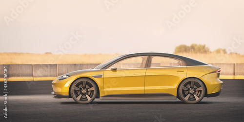 3D rendering of a brand-less generic concept car 