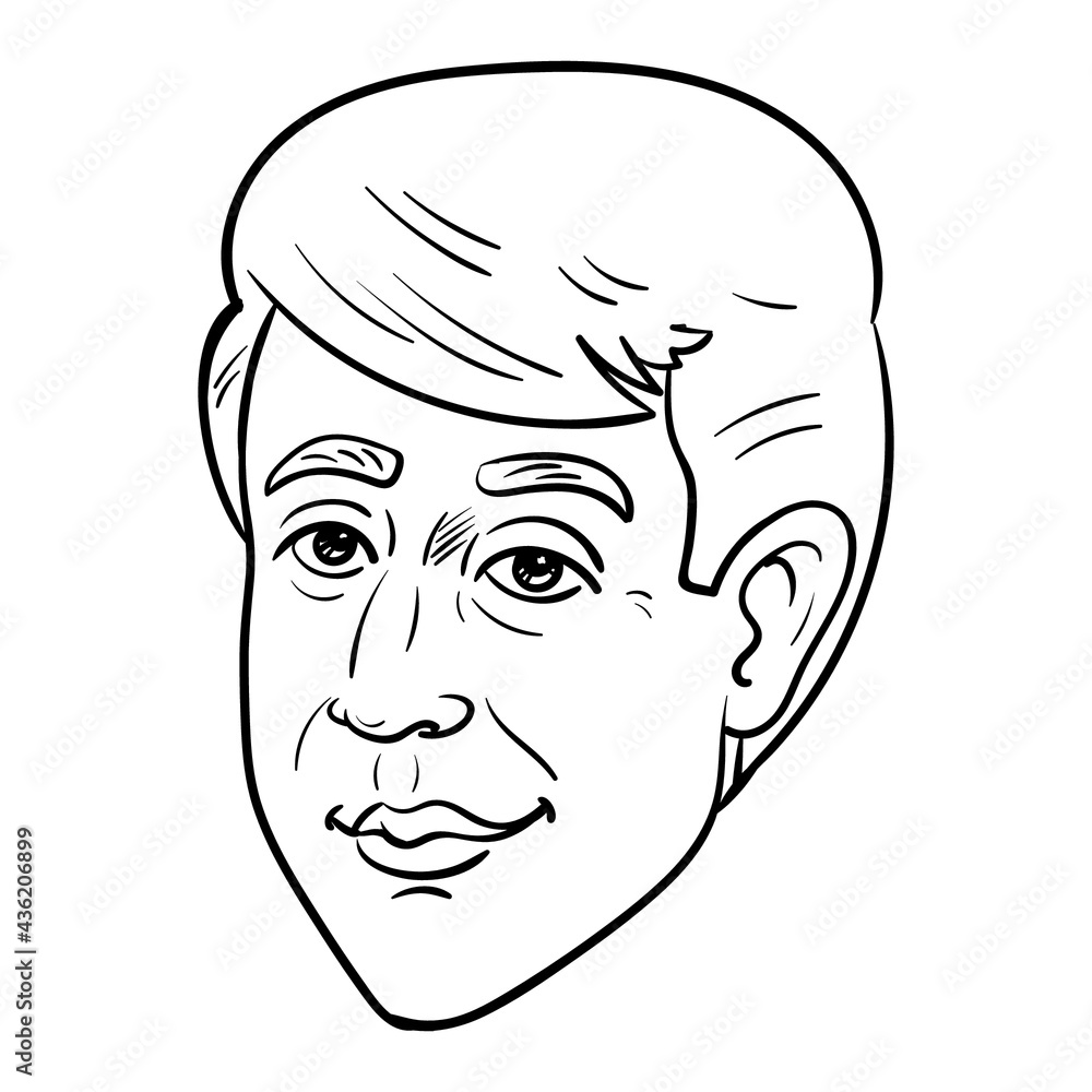 monochrome male head. businessman, outline, comic. monochrome male head. businessman, outline, comic.