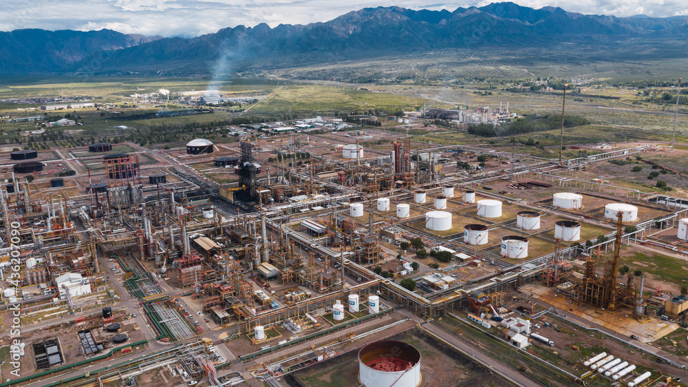Fototapeta premium Aerial view oil refinery.