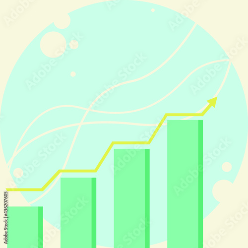 Vector illustration. finance chart, up arrow, growth, profit. Increase, progress, growth vector, business graph, chart