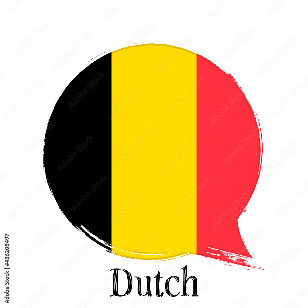 Fototapeta premium Dutch language, Belgian flag, banner with grunge brush.