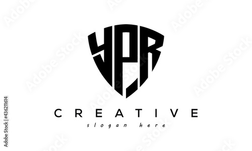 YPR letters creative logo with shield