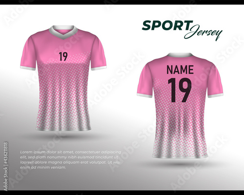 Football jersey design. Front back t-shirt design. Templates for team uniforms. Sports design for football, racing, cycling, gaming jersey. Vector.