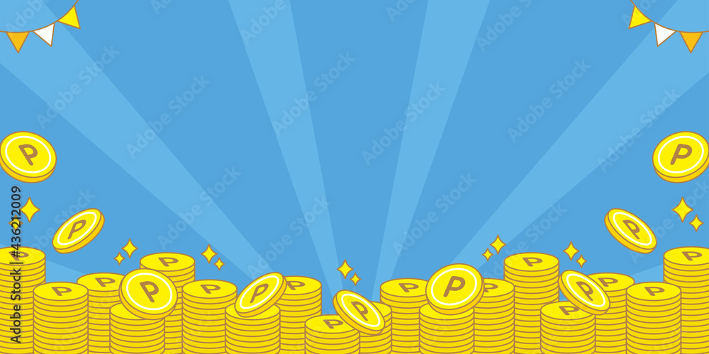 かわいいポイントコインの背景 青 横長 サイズ比率2 1 Point Coin Background Pretty Stock Vector Adobe Stock