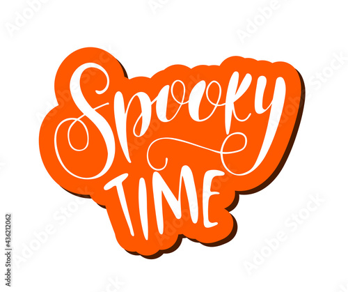 Hand drawn text Spooky time, vector illustration for poster, greeting card, party invitation, Halloween hand dlettering. photo