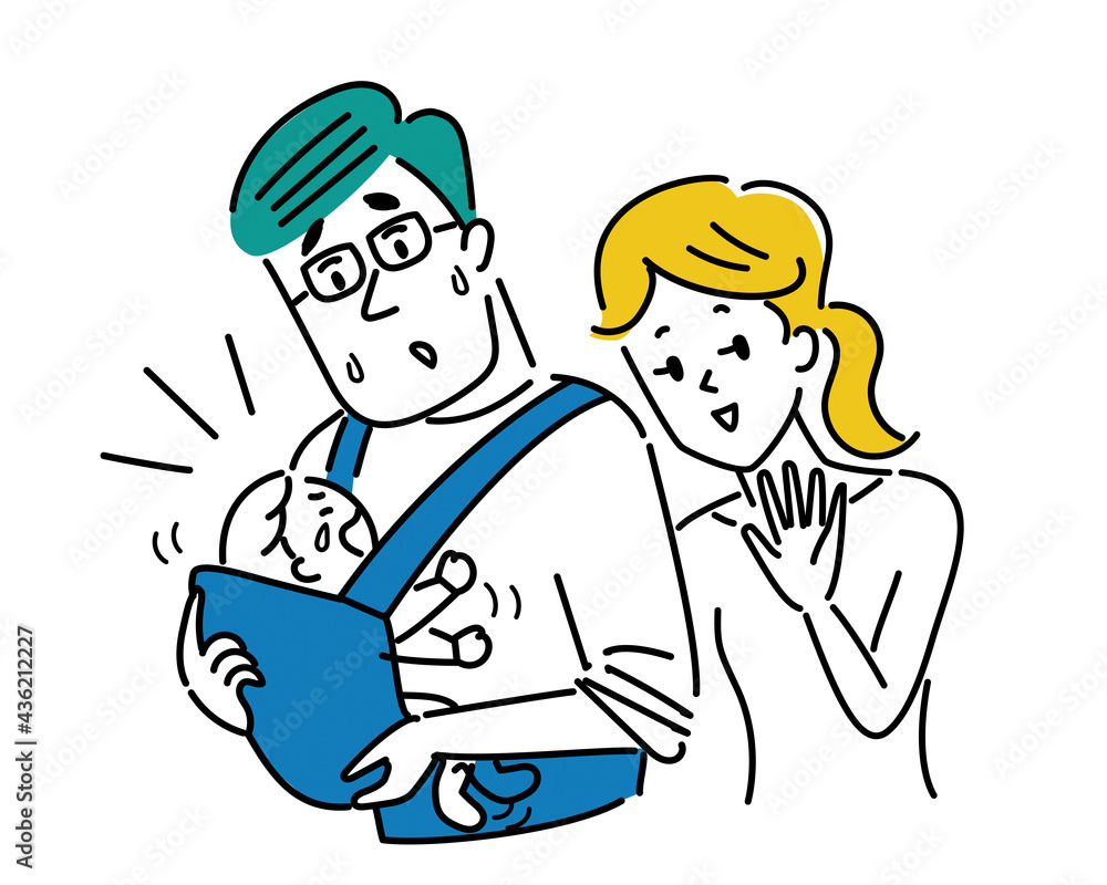 赤ちゃんを抱っこするパパとママのイラスト素材