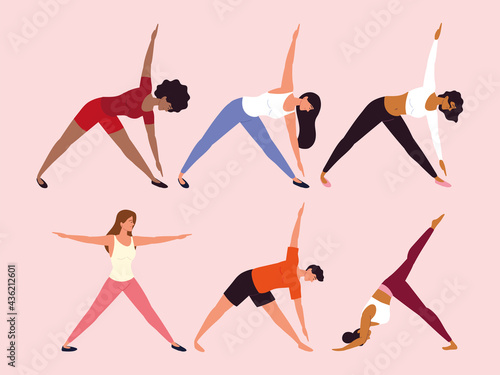 Obraz na plátně people different yoga poses