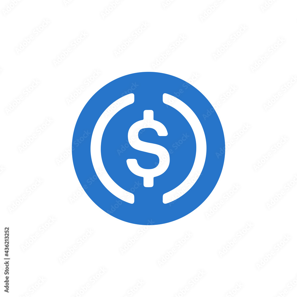 USD Coin (USDC) digital stablecoin icon. USD Coin (USDC) digital stablecoin icon.