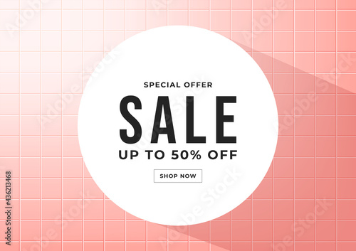Special offer Sale, Summer sale banner. Pink tiles background special offers and promotion template design.