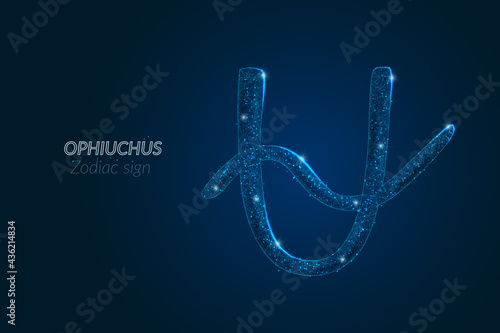 Abstract futuristic image of ophiuchus zodiac sign. Astrological horoscope characteristic. Polygonal vector illustration looks like stars in the blask night sky in spase. Digital low poly design. photo