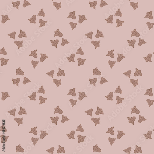 Nature wildflowers seamless pattern with bellflowers doodle ornament. Pale pink floral backdrop.
