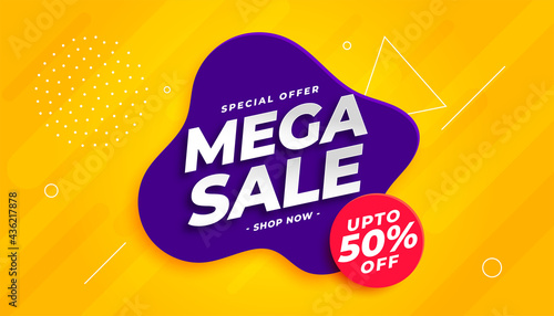 mega sale banner template in bright colors