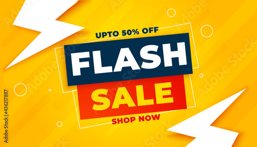 flash sale yellow banner template photo
