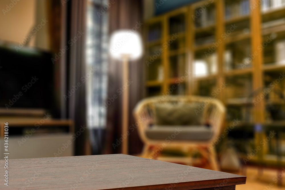 Table background of free space and home interior Table background of free space and home interior