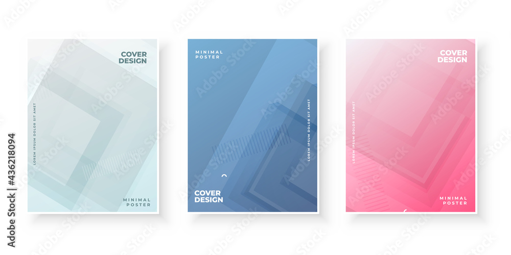 Colorful gradient covers design set for brochure