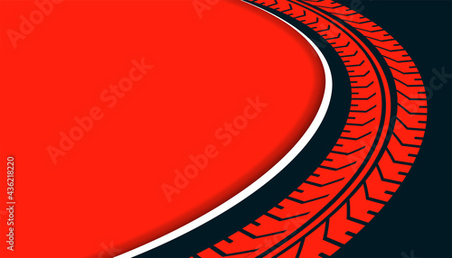 red backgorund with tire track wheel print