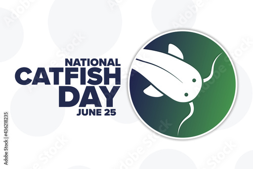 National Catfish Day. June 25. Holiday concept. Template for background, banner, card, poster with text inscription. Vector EPS10 illustration.