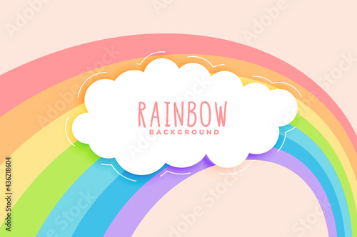cute rainbow and cloud in pastel colors background