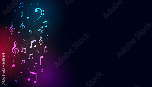 musical colorful notes on dark background