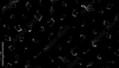 musical notes pattern on black background