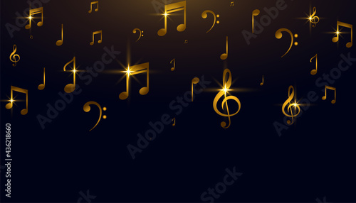 beautiful music sound golden notes background