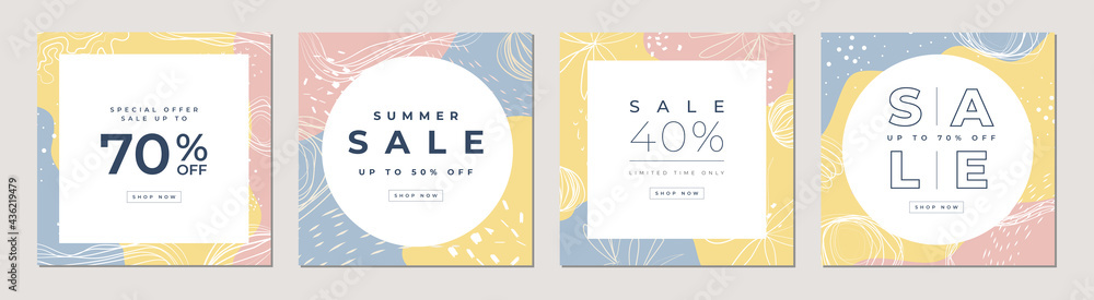 Fototapeta Sale banner set. Special offers and promotion square banner template.