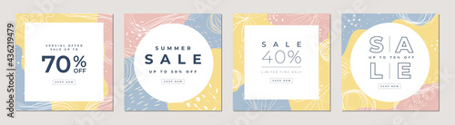 Sale banner set. Special offers and promotion square banner template. photo