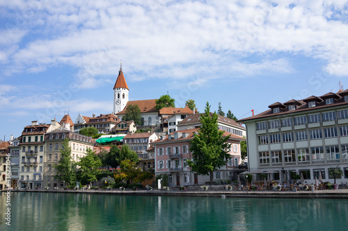 The Old town of Thun city and Aare river