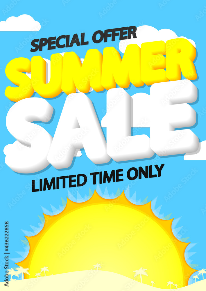 Summer Sale, discount poster design template, special season offer, promotion banner, vector illustration Summer Sale, discount poster design template, special season offer, promotion banner, vector illustration