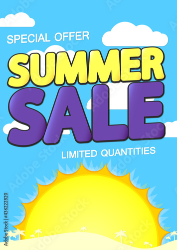 Summer Sale  discount poster design template  special season offer  promotion banner  vector illustration