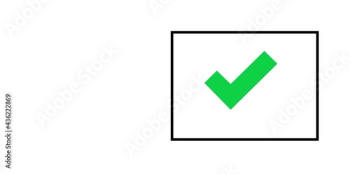 A green check mark in the box. Check box. Check the box, make a choice