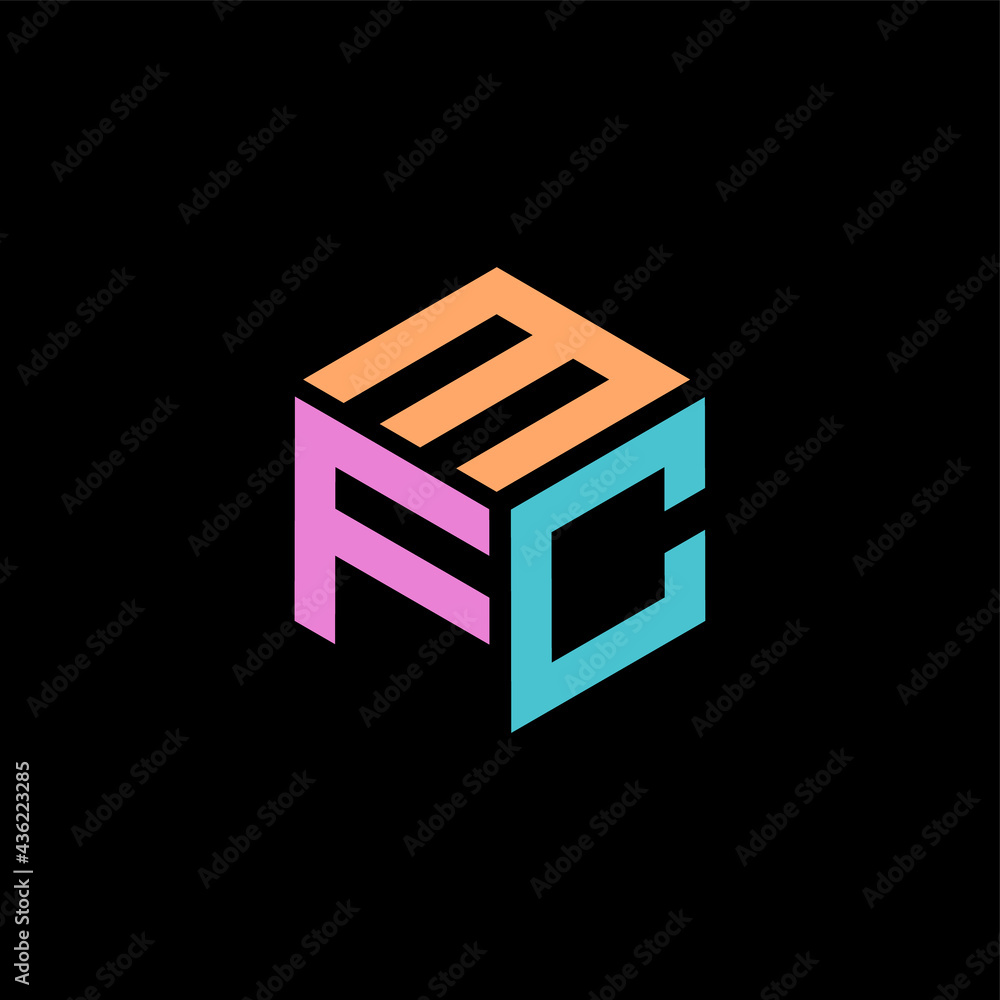 Hexagon logo with the letters MFC design Hexagon logo with the letters MFC design