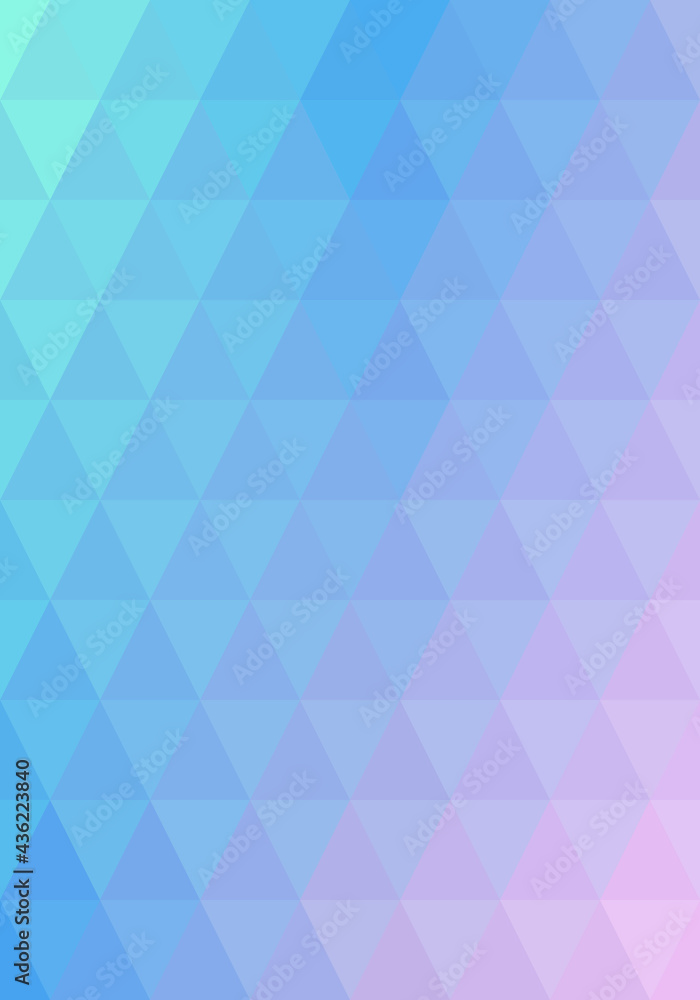 Triangle shape pattern. Gradient blue to pink. Abstract background. Texture design for publications, covers, posters, flyers, brochures, banners, backdrops, walls. Vector illustration.