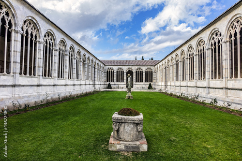 Schilderij op canvas Campo Santo (or Camposanto Monumentale - monumental cemetery or Camposanto Vecchio - old cemetery, XII century) at edge of Pisa Cathedral Square