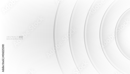 Abstract technology white and gray background with round circles design. Elegant silver futuristic template design for web, presentation, wallpaper, Print ad. Cover book. ETC. Vector illustration