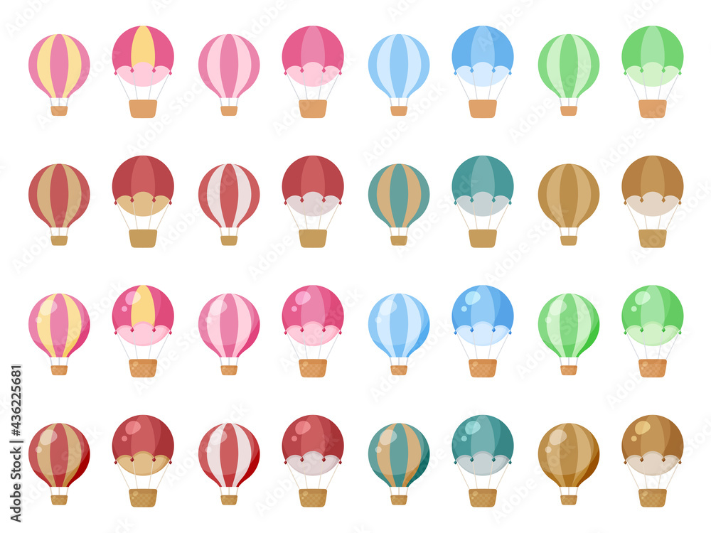 かわいい気球とエアバルーンのイラスト素材セット かわいい気球とエアバルーンのイラスト素材セット
