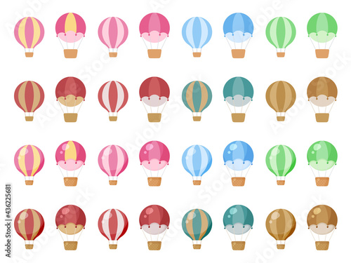 かわいい気球とエアバルーンのイラスト素材セット