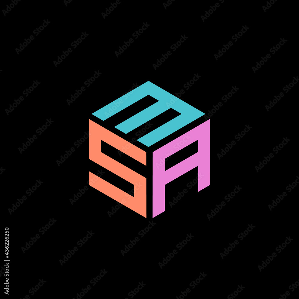 Hexagon logo with the letters MSA design Hexagon logo with the letters MSA design