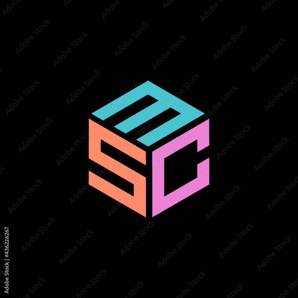 Hexagon logo with the letters MSC design Hexagon logo with the letters MSC design