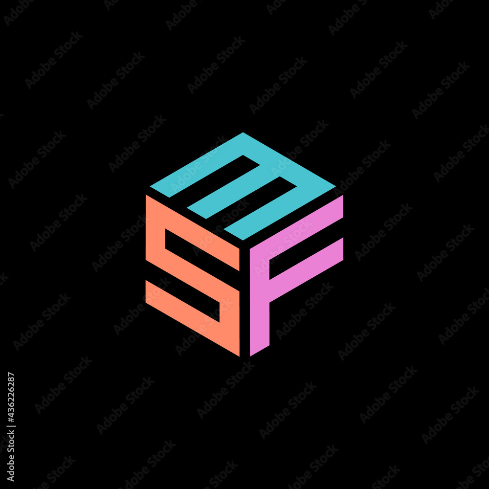 Hexagon logo with the letters MSF design Hexagon logo with the letters MSF design